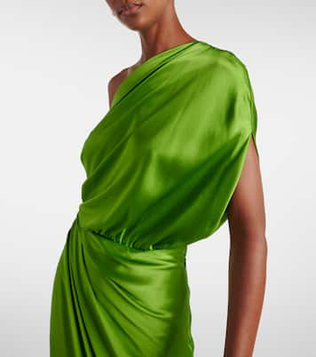 Draped one-shoulder silk maxi dress | The Sei