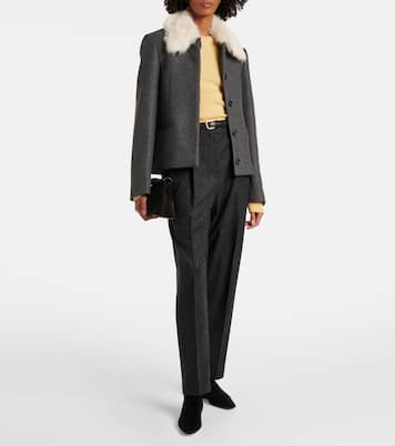 Shearling-trimmed wool-blend jacket | Toteme