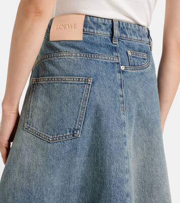 Falda midi en denim deconstruida | Loewe