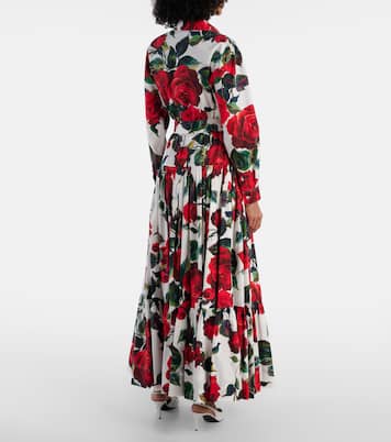 Gonna lunga in cotone con stampa floreale | Dolce&Gabbana