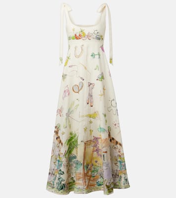 Robe midi Anouk imprimée en lin | Alémais