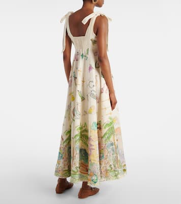 Robe midi Anouk imprimée en lin | Alémais