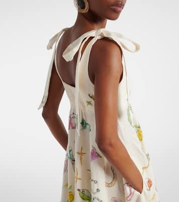 Robe midi Anouk imprimée en lin | Alémais
