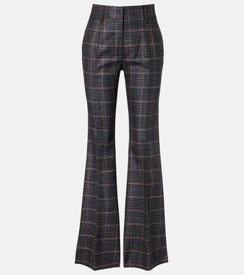 Rhein checked wool and silk flared pants | Gabriela Hearst
