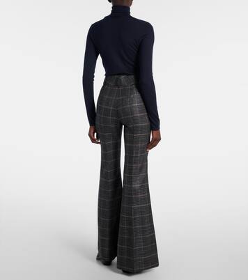 Rhein checked wool and silk flared pants | Gabriela Hearst