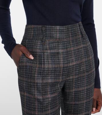 Rhein checked wool and silk flared pants | Gabriela Hearst