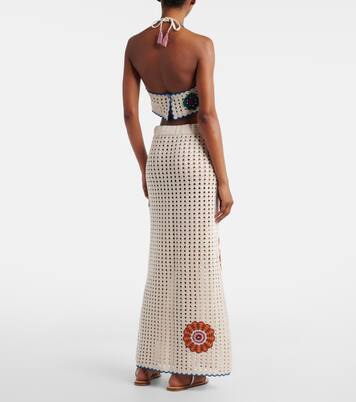 Elma crochet embroidered cotton maxi skirt | Alémais
