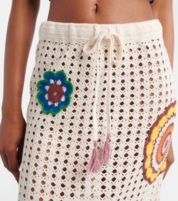Elma crochet embroidered cotton maxi skirt | Alémais