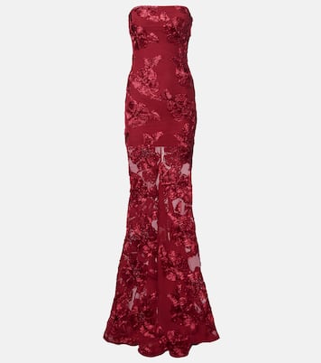 Floral-appliqué mesh gown | Rotate