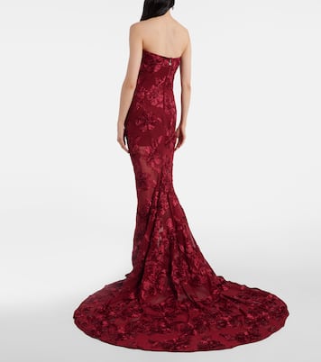 Floral-appliqué mesh gown | Rotate