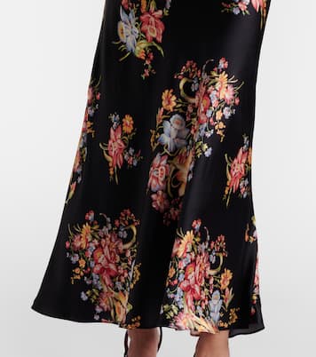 Vestido midi de seda con encaje floral | Rodarte