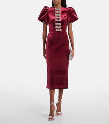 Vestido midi Edwiena de terciopelo adornado | Rebecca Vallance