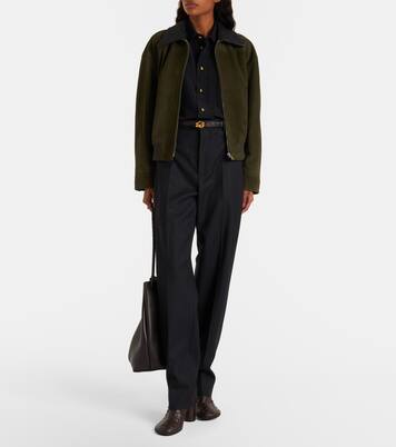 Leather-trimmed suede blouson jacket | Bottega Veneta