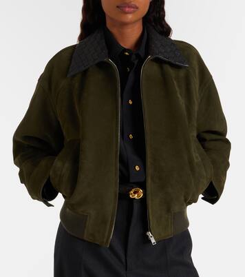 Leather-trimmed suede blouson jacket | Bottega Veneta