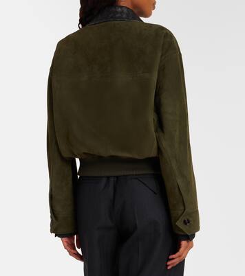 Leather-trimmed suede blouson jacket | Bottega Veneta