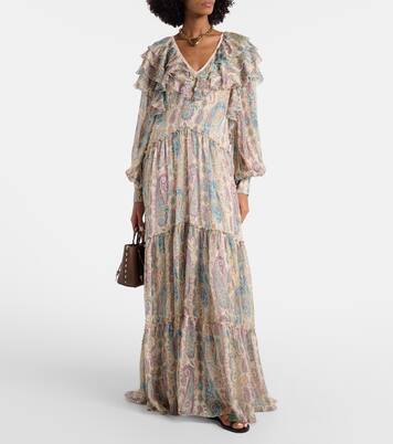 Lace-trimmed silk georgette slip dress | Etro