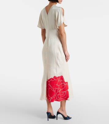 Gathered floral midi dress | Victoria Beckham