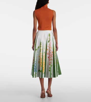 Floral cotton-blend poplin midi skirt | Oscar de la Renta