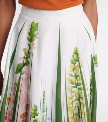 Floral cotton-blend poplin midi skirt | Oscar de la Renta
