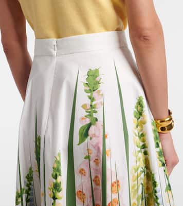 Floral cotton-blend poplin midi skirt | Oscar de la Renta
