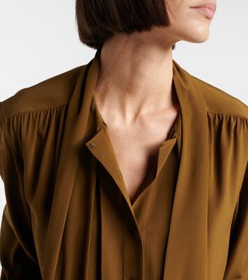 Tie-neck silk crêpe de chine blouse | Saint Laurent