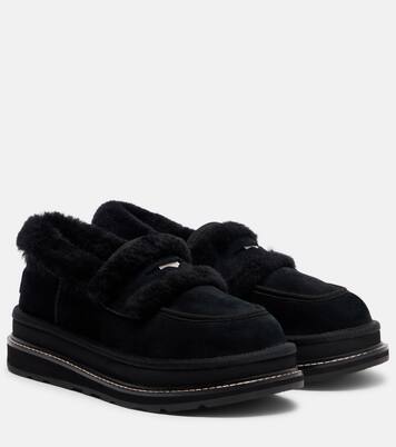 x UGG suede and shearling penny loafers | Sacai