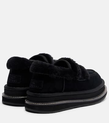 x UGG suede and shearling penny loafers | Sacai