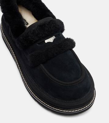 x UGG suede and shearling penny loafers | Sacai