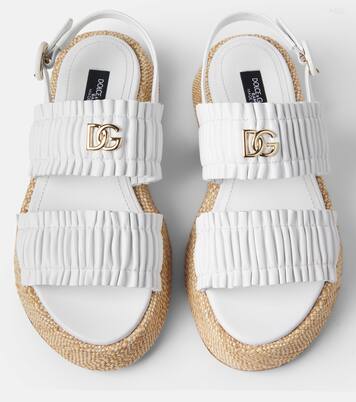 DG ruched leather sandals | Dolce&Gabbana Kids