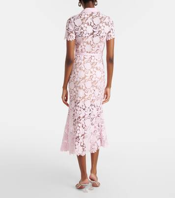 Vestido camisero de encaje con cinturón | Self-Portrait