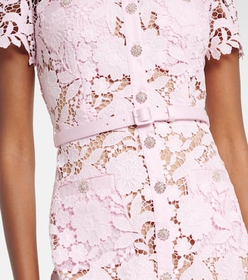 Vestido camisero de encaje con cinturón | Self-Portrait