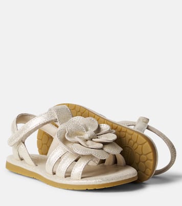 Iles floral-appliqué metallic leather sandals | Donsje