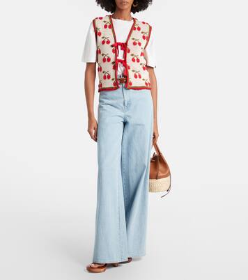 Cherry cotton-blend intarsia vest | La DoubleJ