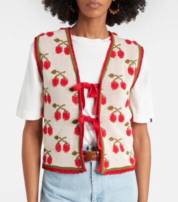 Cherry cotton-blend intarsia vest | La DoubleJ