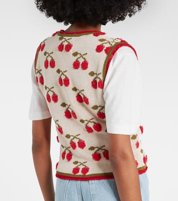 Cherry cotton-blend intarsia vest | La DoubleJ