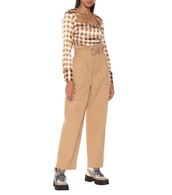 Pantalon ample paper bag en coton | Ganni