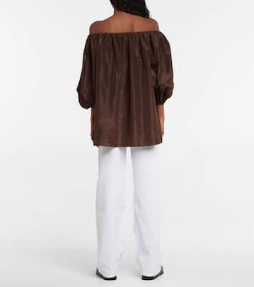 Off-shoulder puff-sleeve silk top | Valentino