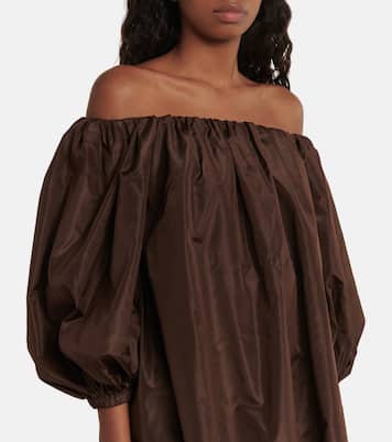 Off-shoulder puff-sleeve silk top | Valentino