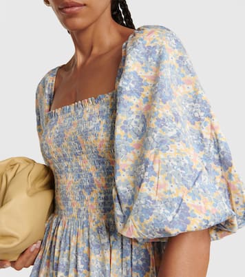 Floral shirred cotton-blend midi dress | Polo Ralph Lauren