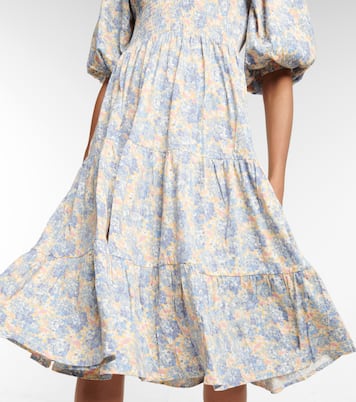 Floral shirred cotton-blend midi dress | Polo Ralph Lauren