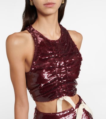 Sequined ruched crop top | Ganni