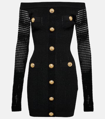 Off-shoulder knit minidress | Balmain