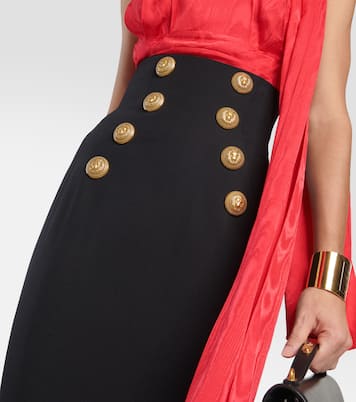 Gonna lunga a vita alta in lana vergine | Balmain
