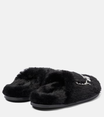 Embellished faux shearling slippers | Simone Rocha