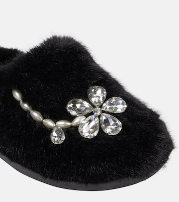 Embellished faux shearling slippers | Simone Rocha