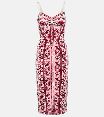 Abito midi in marquisette con stampa | Dolce&Gabbana