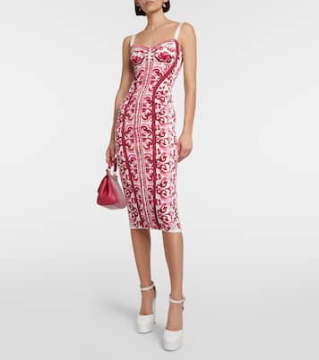 Abito midi in marquisette con stampa | Dolce&Gabbana