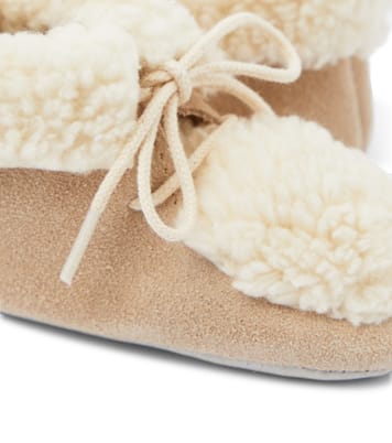 Baby faux shearling-trimmed suede booties | Tartine et Chocolat