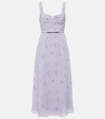 Abito midi bustier in chiffon con stampa | Self-Portrait