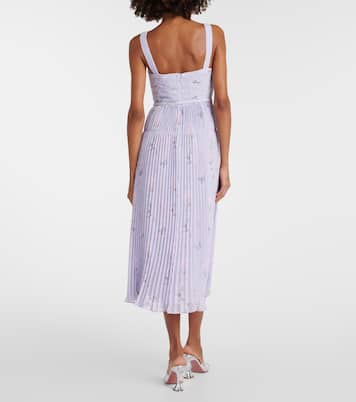 Abito midi bustier in chiffon con stampa | Self-Portrait